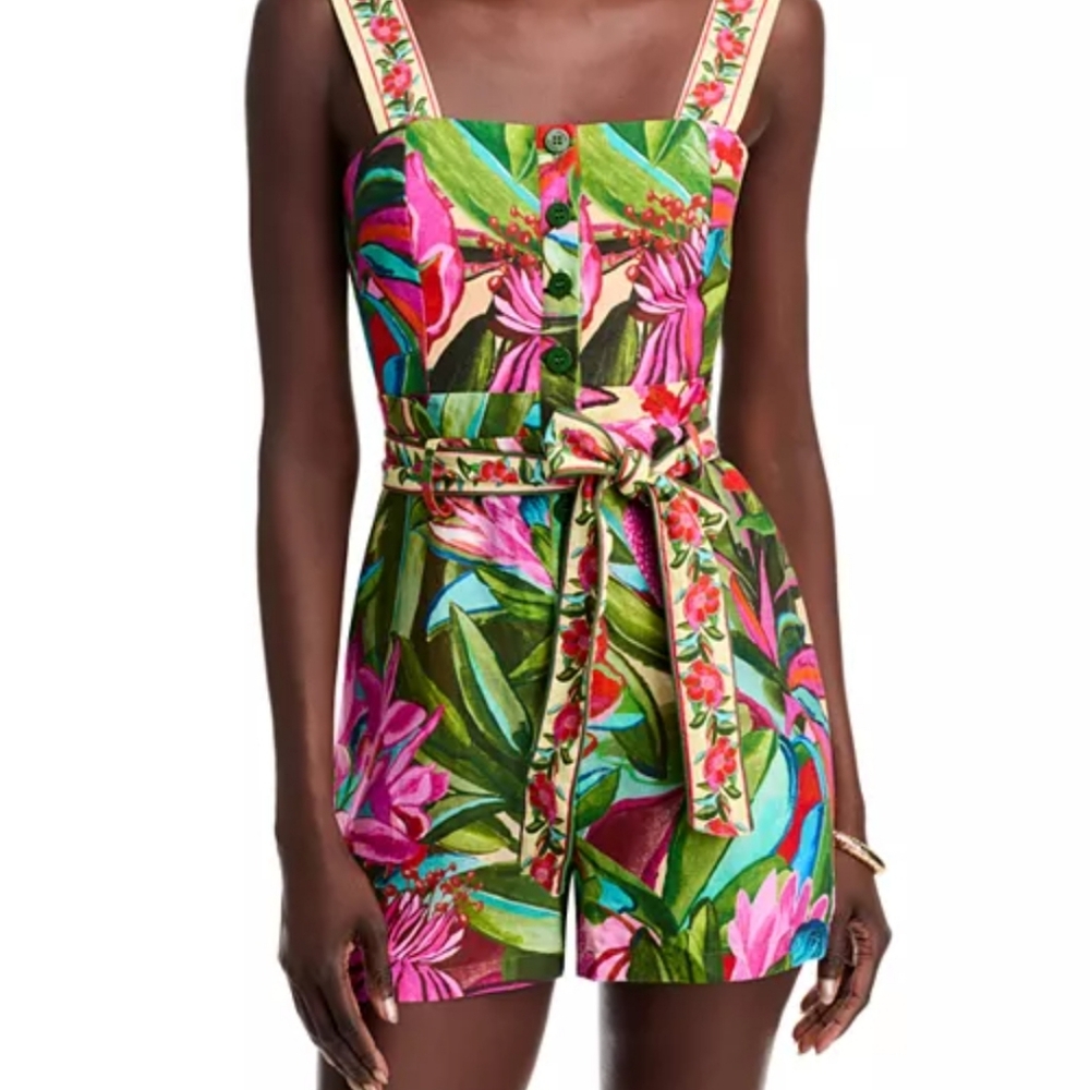 Farm Rio Linen Blend Romper - Picture 4 of 7